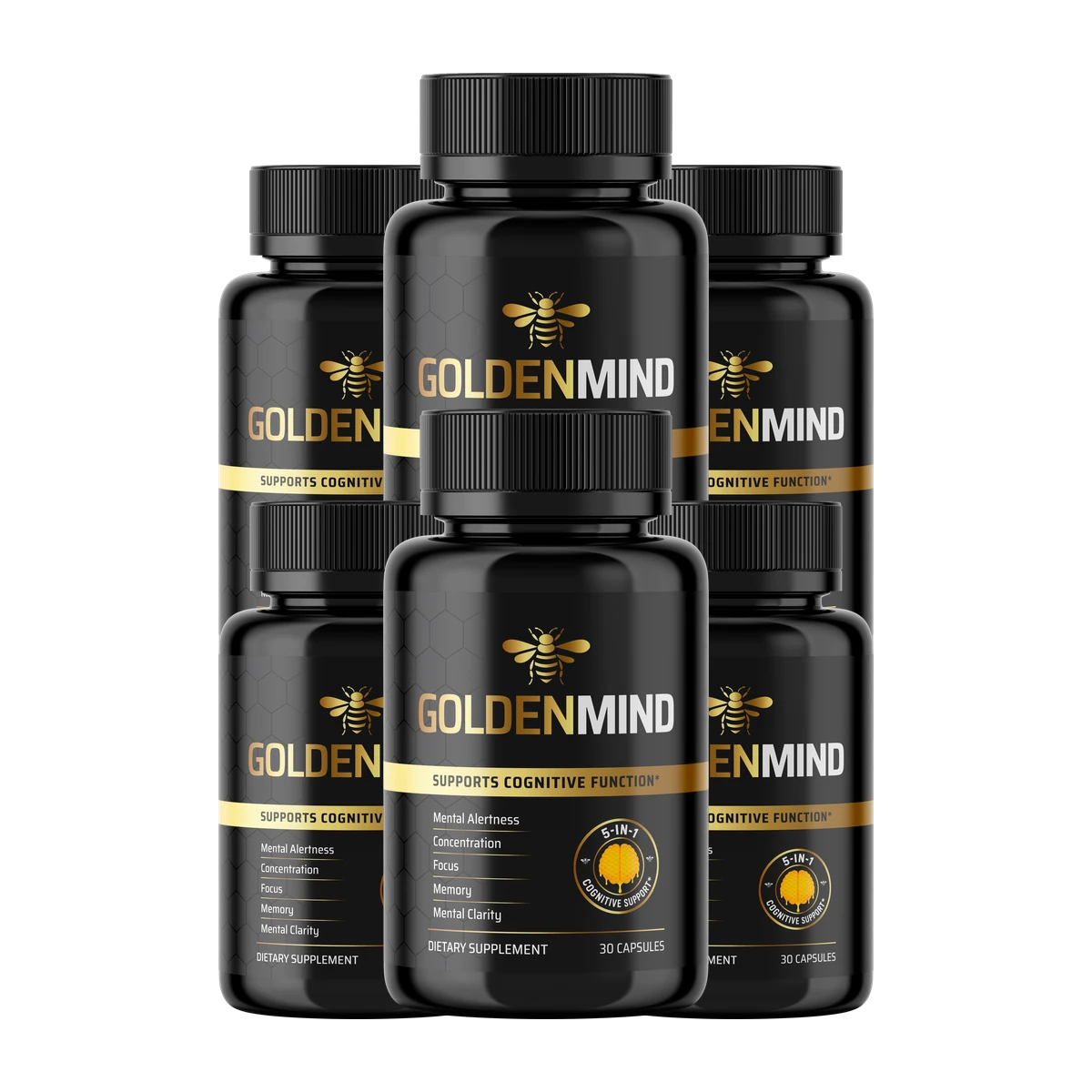GoldenMind capsule bottles
